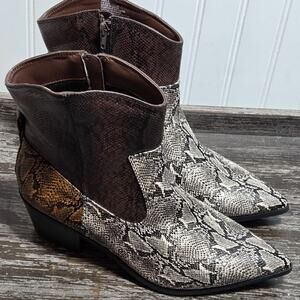 Justfab Women's Multicolor Violet Western Cowboy Side Zip Ankle Boot Size 9